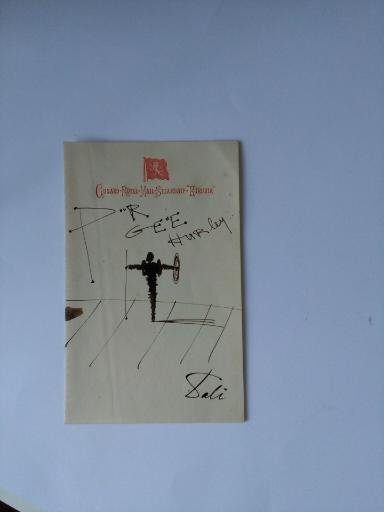 Carte avec dessin et signature Dali